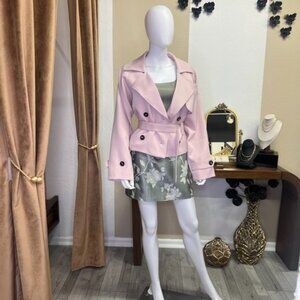 Estelle Cropped Trench Coat - Light Pink
